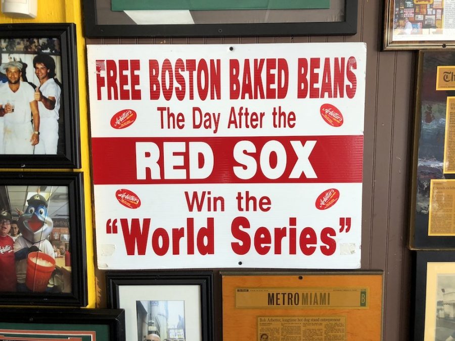 Arbetter Hot Dogs Free Boston Baked Beans Sign