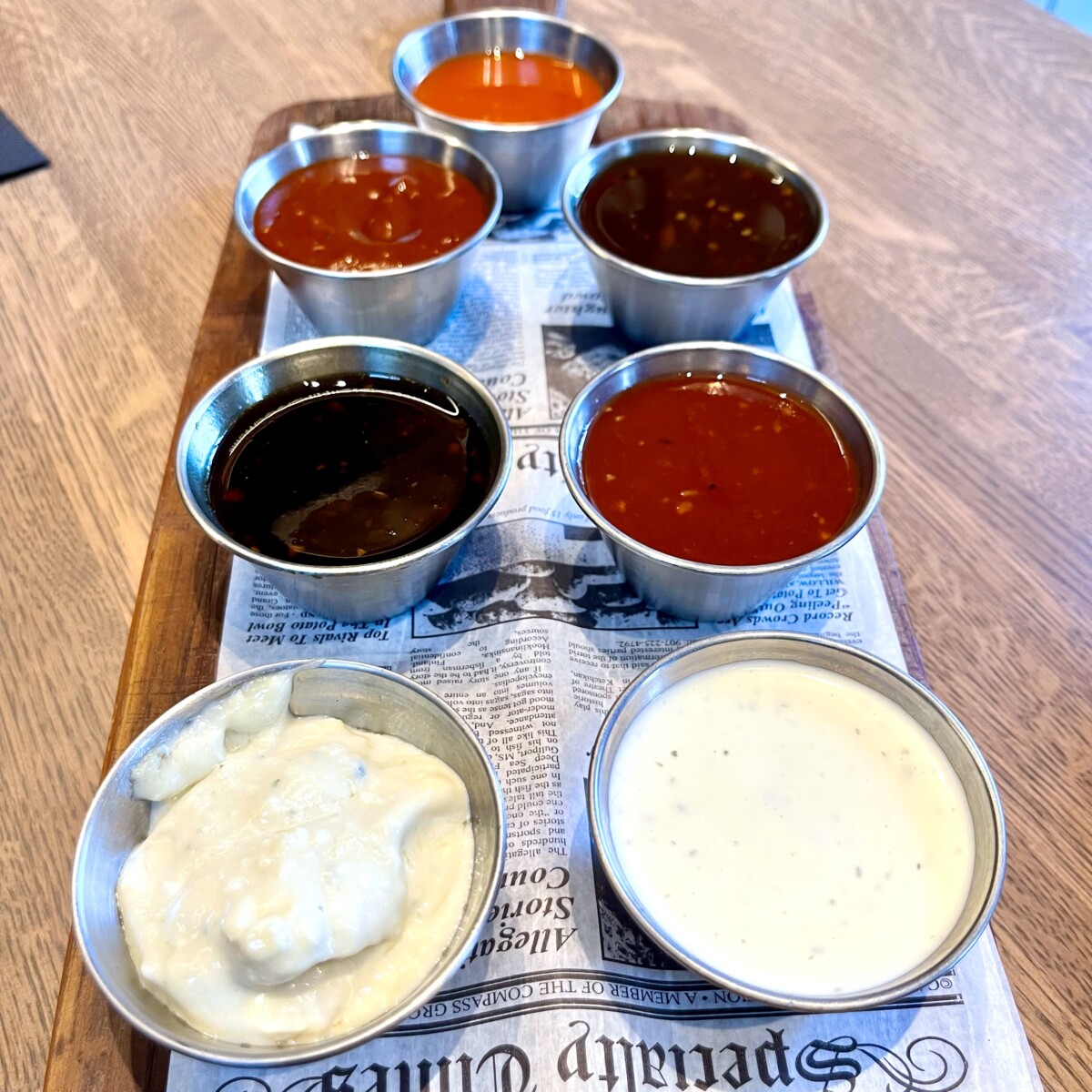 A Selection of Sauces from John Martin's Irish Pub in Coral Gables, Florida