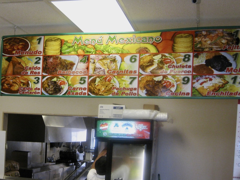 Tortilleria Mexicana Menu Board in Oakland Park, Florida