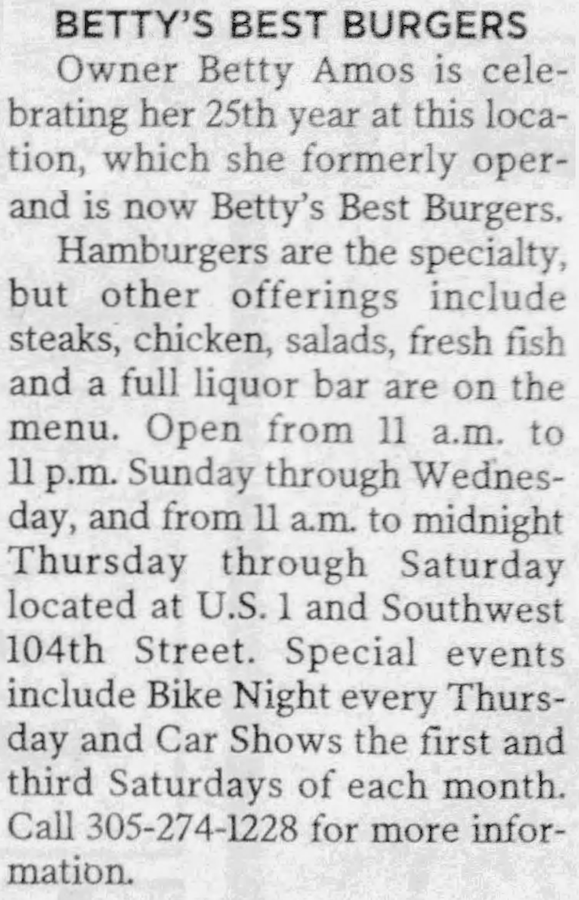Betty's Best Burgers - The Miami Herald August 9th, 2009