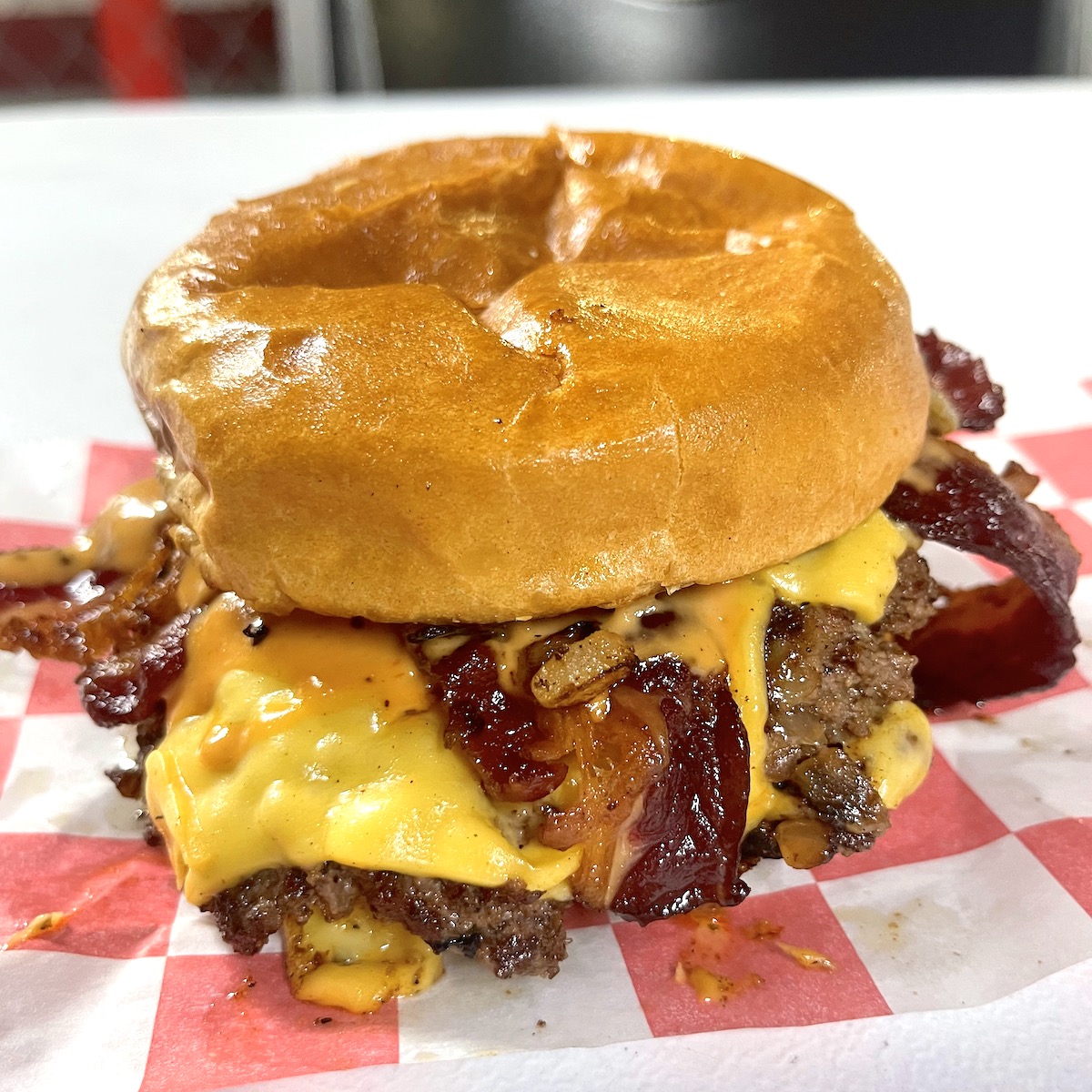 Double Beef Bacon Cheeseburger from the Side Chick Food Truck