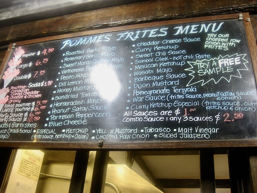 Sauce Board from Pommes Frites in New York, New York