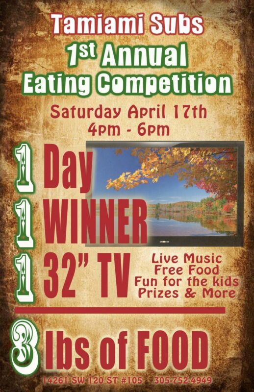 Tamiami Subs Eating Competition Poster