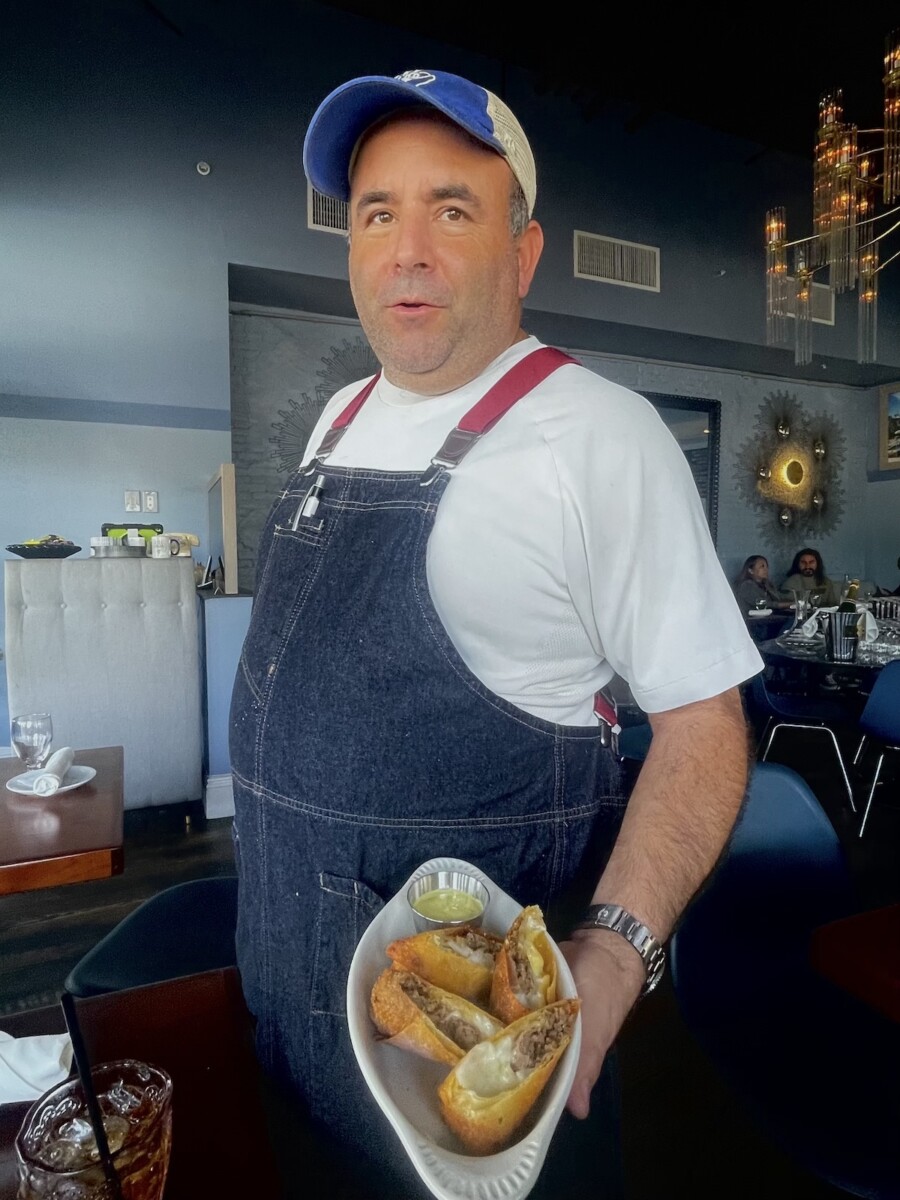 Chef Danny Serfer with Cuban Sandwich Egg Rolls from Blue Collar in Miami, Florida