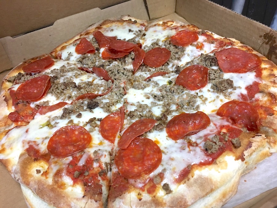 Pepperoni & Ground Beef Pizza from Leo's Pizza in Miami, Florida