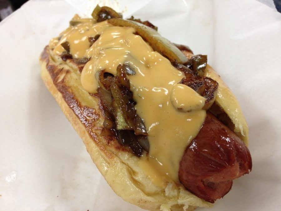 Cheese & Grilled Onions Dog from Sweet Dogs in Miami, Florida
