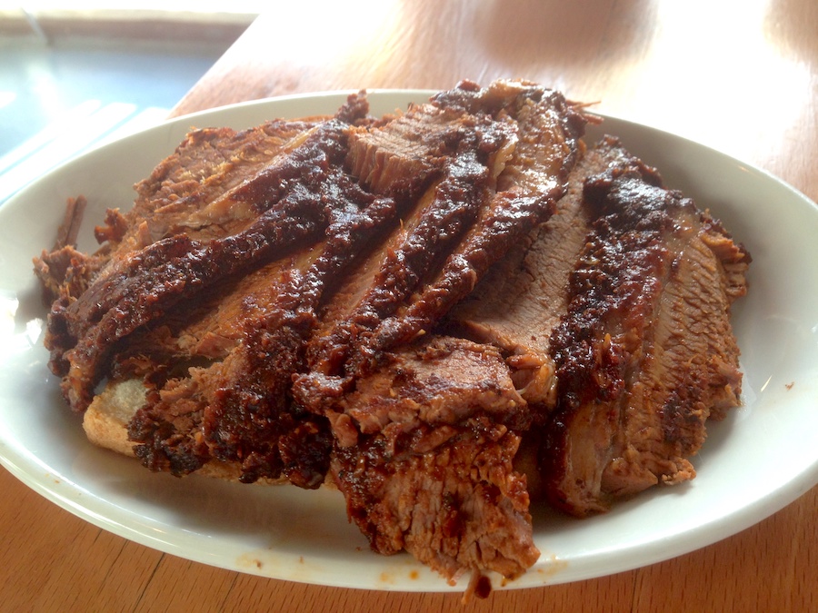 Pepper Crusted Beef Brisket from Brad Kilgore's BBQ in Surfside, Florida
