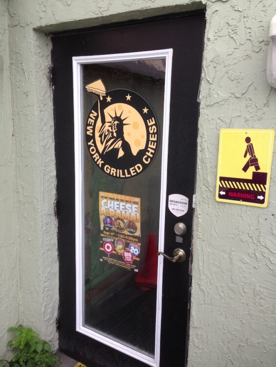 Back door to the New York Grilled Cheese Company in Wilton Manors, Florida