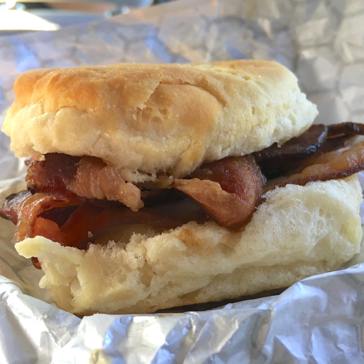 Bacon Biscuit from Carroll’s Sausage & Country Store in Ashburn, Georgia