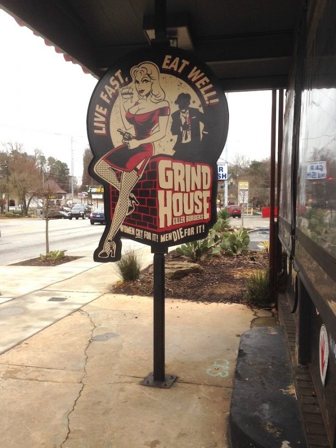 Grindhouse Killer Burgers Live Fast Eat Well Sign in Atlanta, Georgia