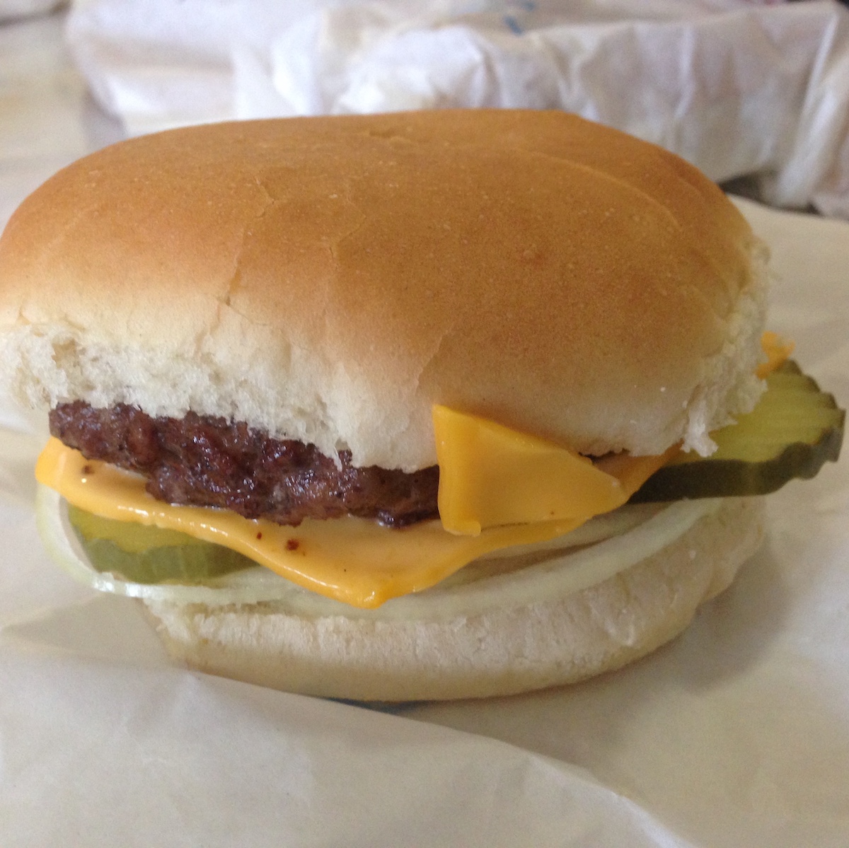 Third-pound Cheeseburger from Phillips Grocery in Holly Springs, Mississippi
