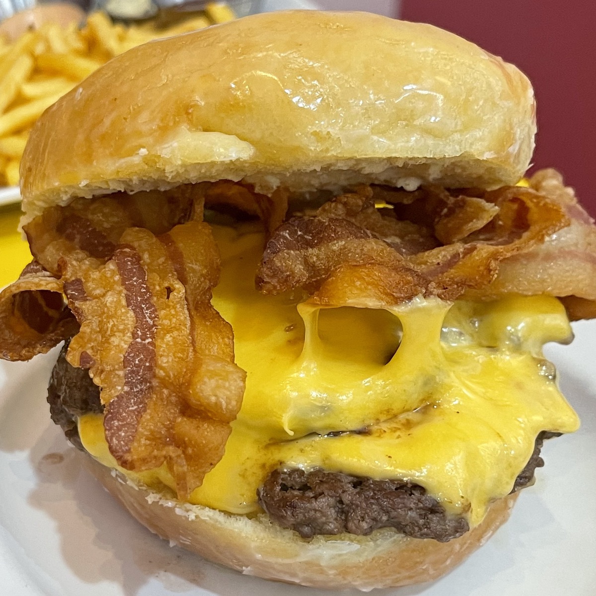Donut Burger from Pink Burgers in Miami Beach, Florida