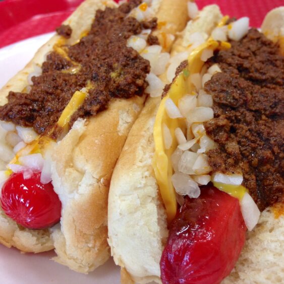 Chili Cheese Onion Dogs from Nu-Way Weiners in Macon, Georgia