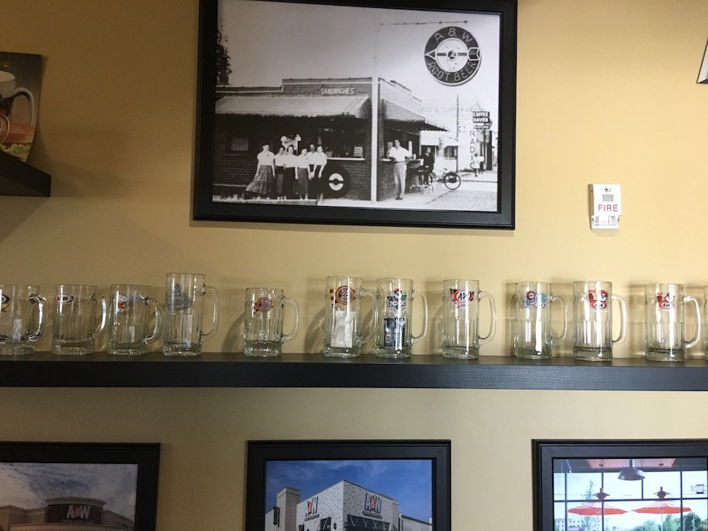 Collection of A&W Mugs at the A&W Headquarters in Lexington, Kentucky