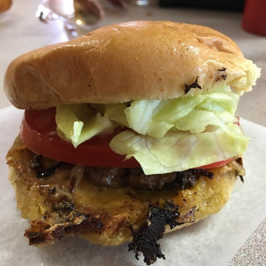 Cheeseburger with Everything from Laha's Red Castle in Hodgenville, Kentucky
