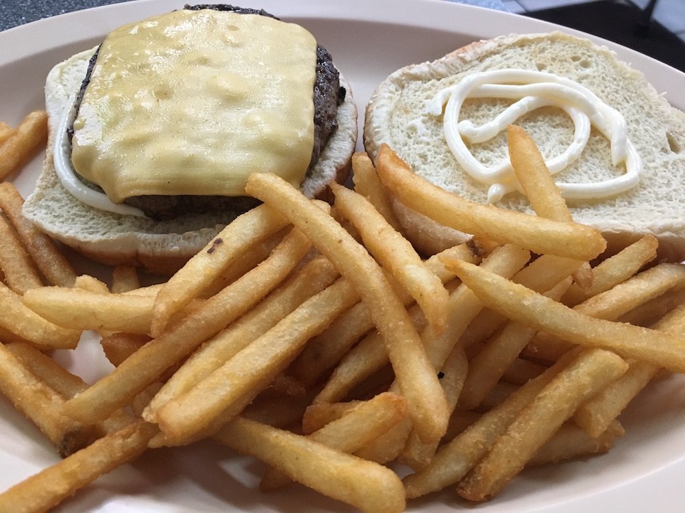 Cheeseburger & Fries from Sunny Side Cafe in North Miami, Florida
