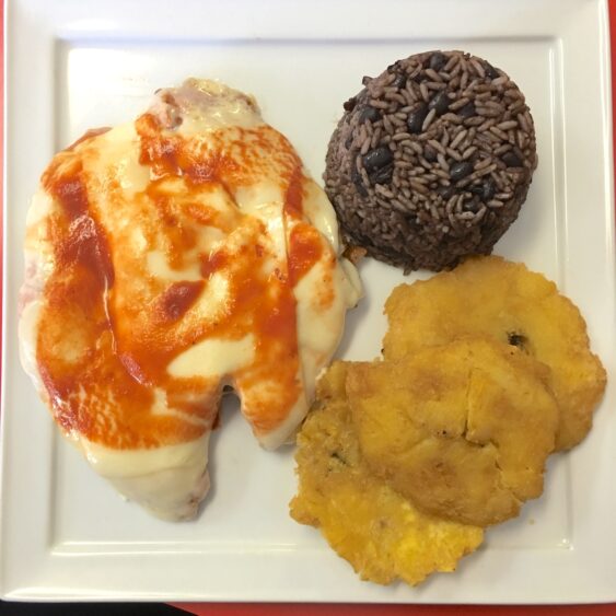 Pollo ala Milanesa, Moros, and Tostones from Odaly's Delight Cafe