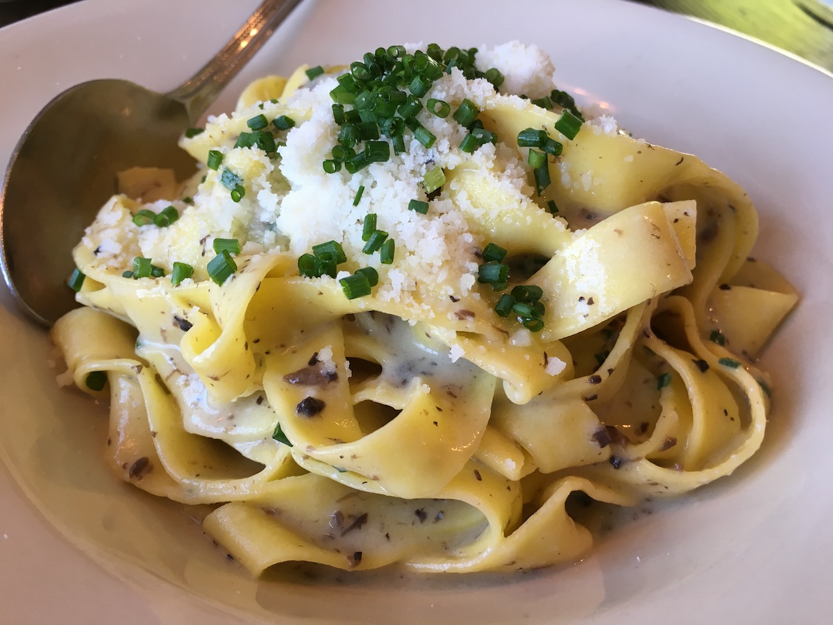 Fettuccine with Black Truffle, Garlic Puree & Chives from PROOF in Wynwood, Florida
