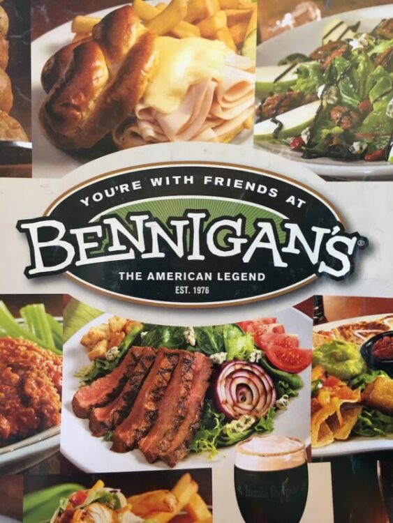 Bennigan's Menu from Melbourne, Florida