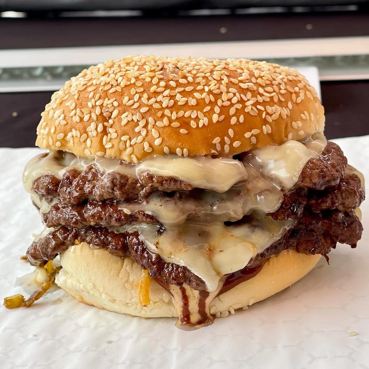 El Gigante Triple Cheeseburger from the Burger Beast Burger Joint
