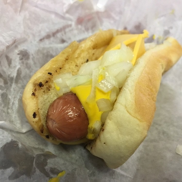 Hot Dog with Cheese and Onions from Hamburger King in Montgomery, Alabama