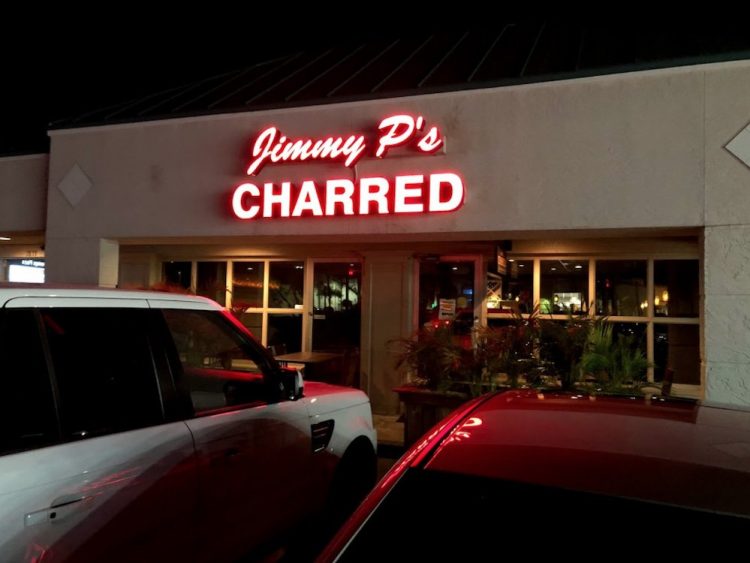 Jimmy P's Charred Sign