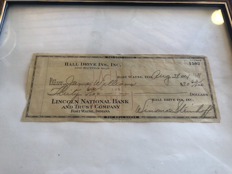 Vintage Employee Paycheck from Hall's Original in Fort Wayne, Indiana