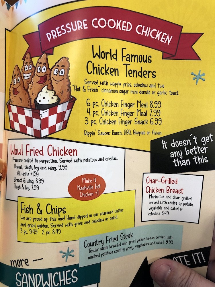 Starlite Diner in Burton, Michigan Chicken Tenders Menu Description