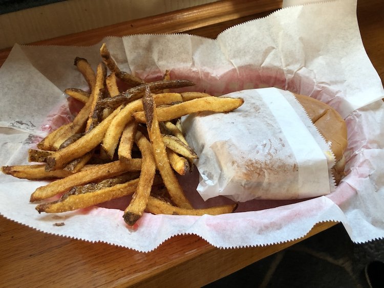 Fresh cut Fries and wrapped burger from Grandstanz in Calhoun, Georgia