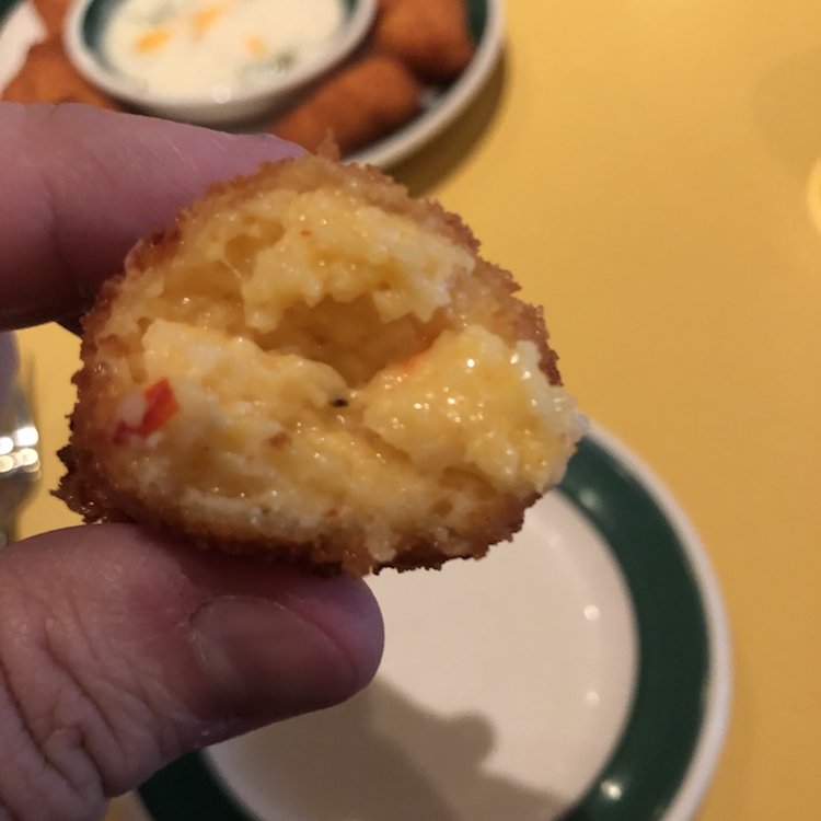 Inside the Fried Cheese Grits from OK Cafe in Atlanta, Georgia