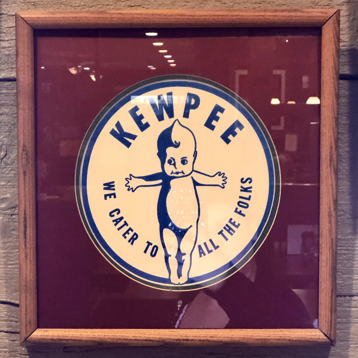 Kewpee We Cater Framed Sign from Weston's Kewpee Sandwich Shop in Lansing, Michigan
