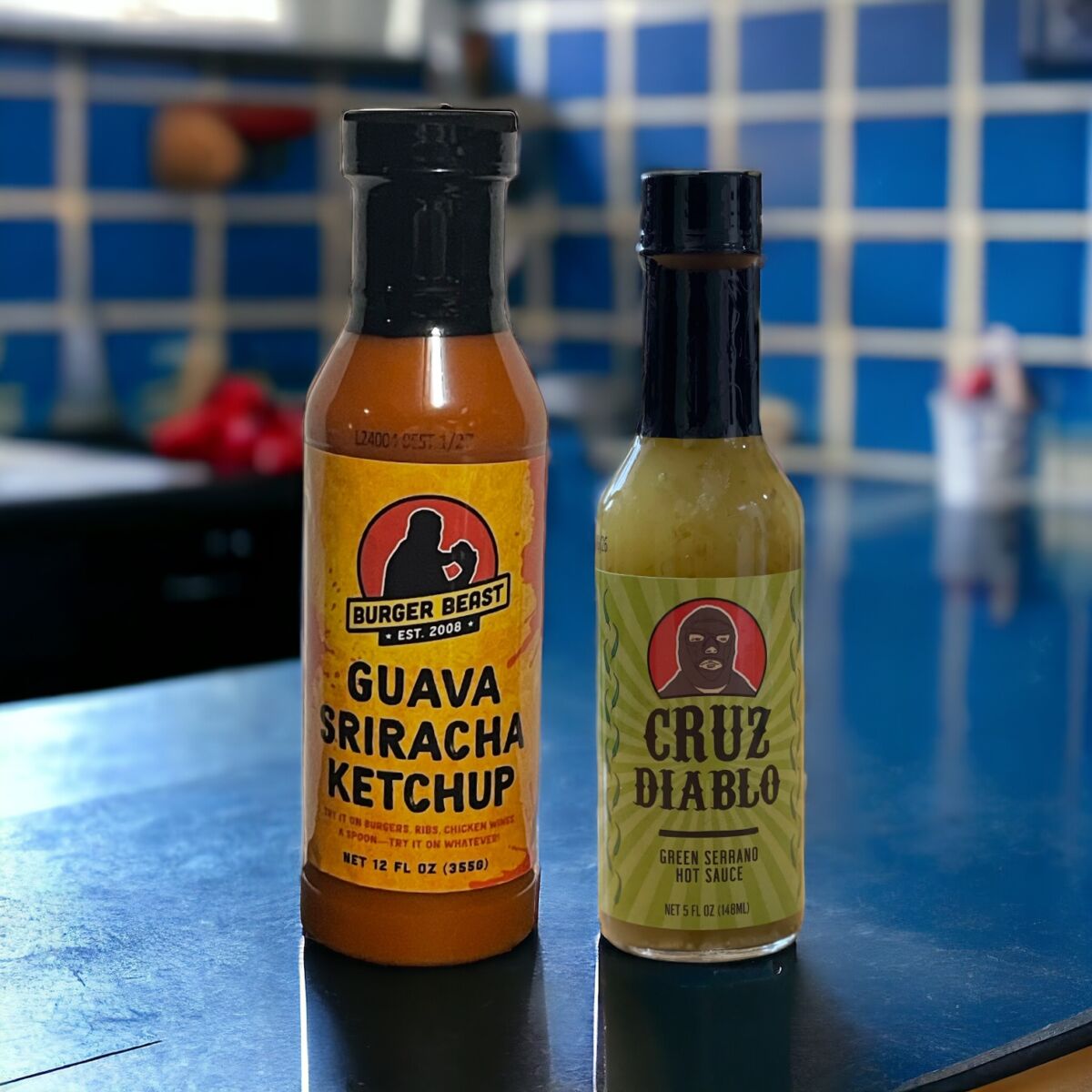 Burger Beast Guava Sriracha Ketchup & Cruz Diablo Green Serrano Hot Sauce