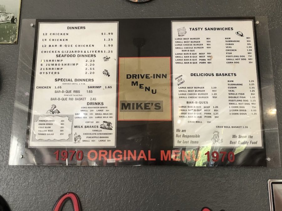 Mike's Drive-In 1970 Menu