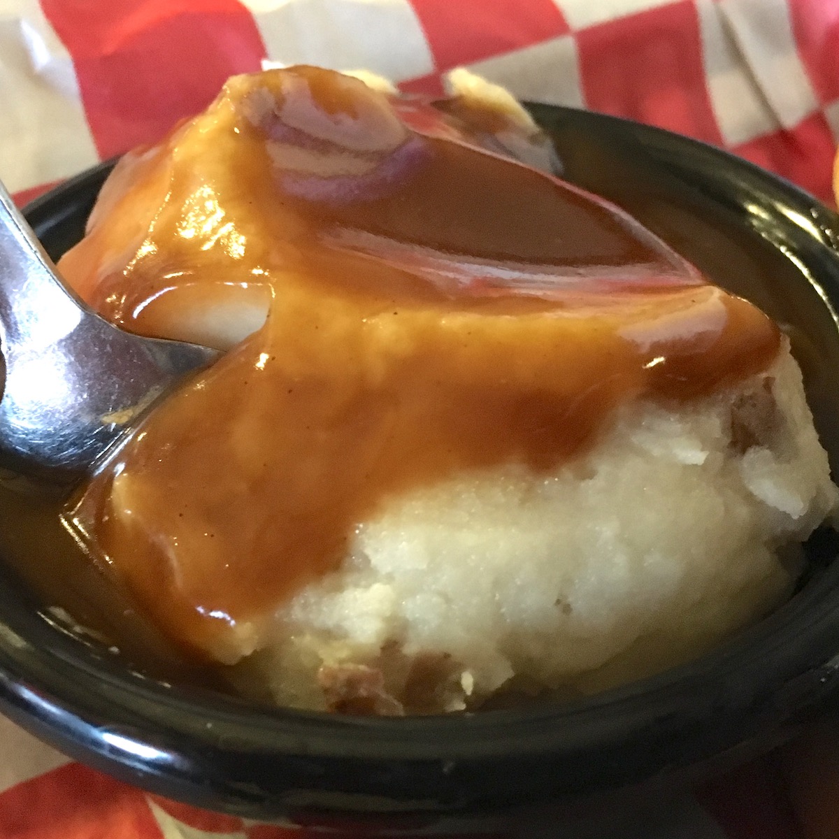 Mashed Potatoes with Gravy from Shiver's BBQ in Homestead, Florida