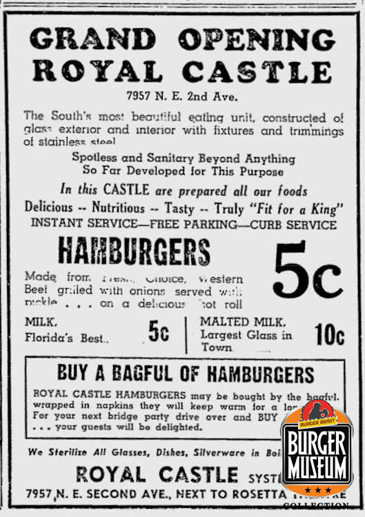 Grand Opening ad for Royal Castle from The Miami Herald on March 18, 1938