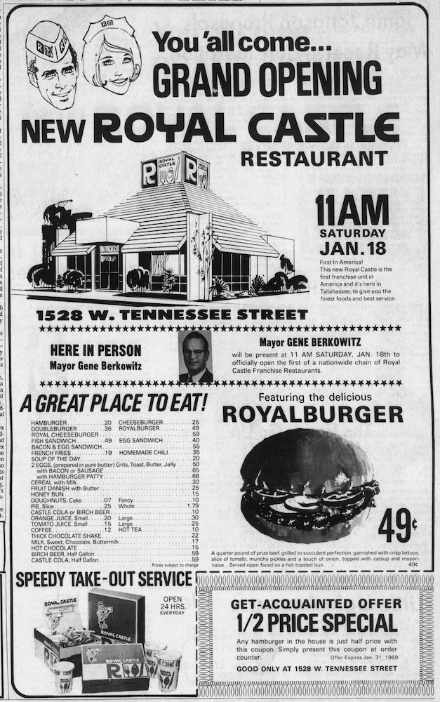 Grand Opening ad in the Tallahassee Democrat January 17, 1969