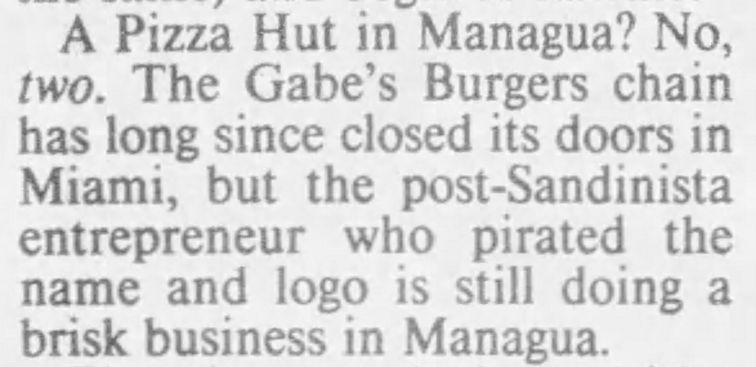 GABE's mention in the Miami Herald May, 9, 1996