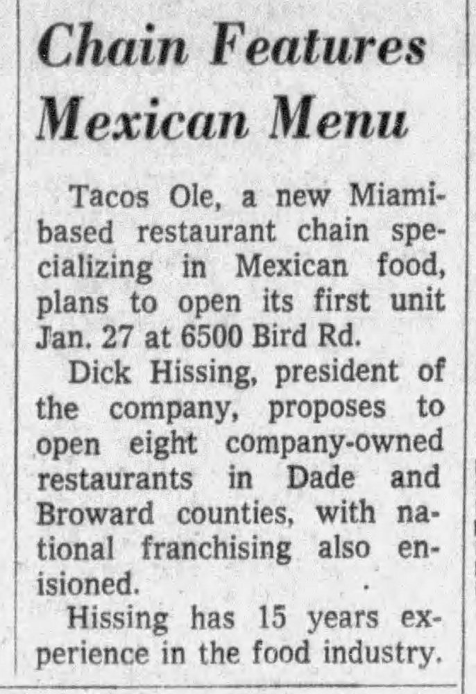 Tacos Olé - Miami Herald 1-11-69