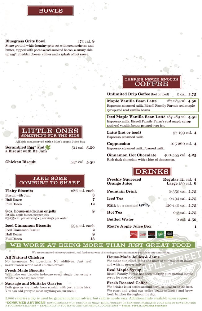 Maple Street Biscuit Company Menu Page 2