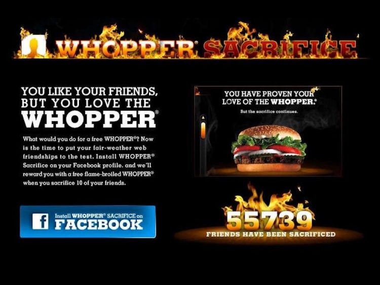 Burger King Whopper Sacrifice