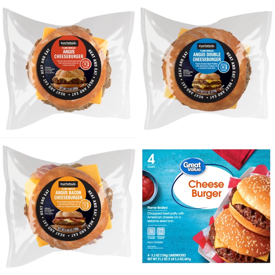 Walmart Marketside Burgers + Great Value Cheeseburger 4 Pack 