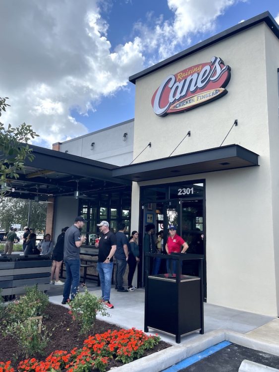 Entrance to Raising Cane's in Homestead, Florida