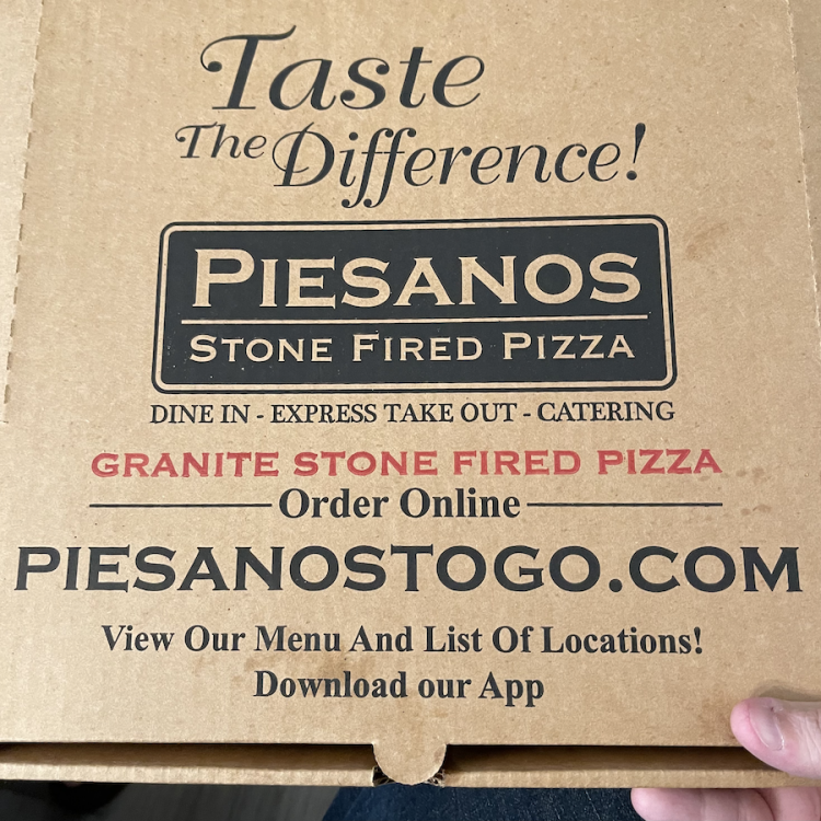 Piesano's Stone Fired Pizza Box from Clermont, Florida