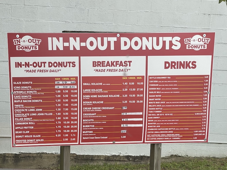 In-N-Out Donuts Menu in Ruston, Louisiana