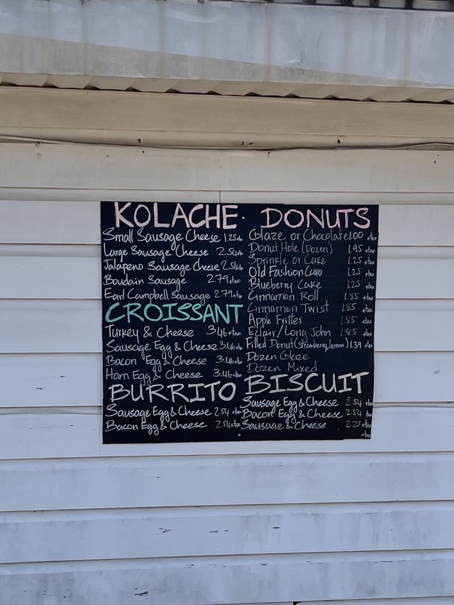 Timpson Kolaches & Donuts Menu in Timpson, Texas