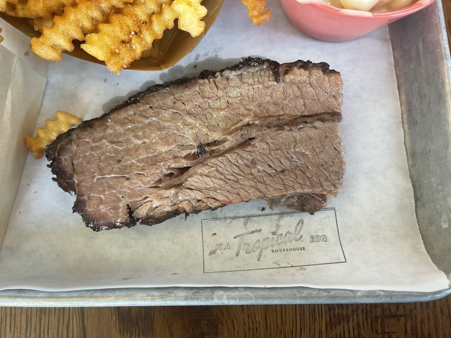 Lunch Brisket portion from Tropical Smokehouse in West Palm Beach, Florida