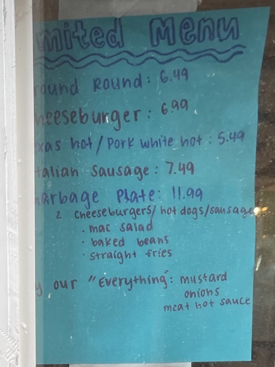 Limited Menu from Shoreless Acres & Serious Food in Livonia, New York
