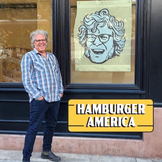 George Motz outside of the future Hamburger America restaurant in New York New York