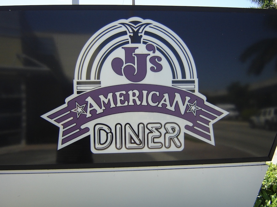 JJ's American Diner sign on US1 in Coral Gables, Florida