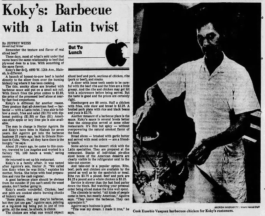 Koky's in the Miami Herald 7-8-82